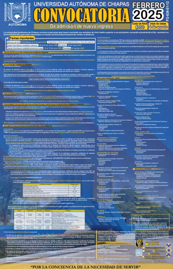 Convocatoria Febrero 2025 UNACH